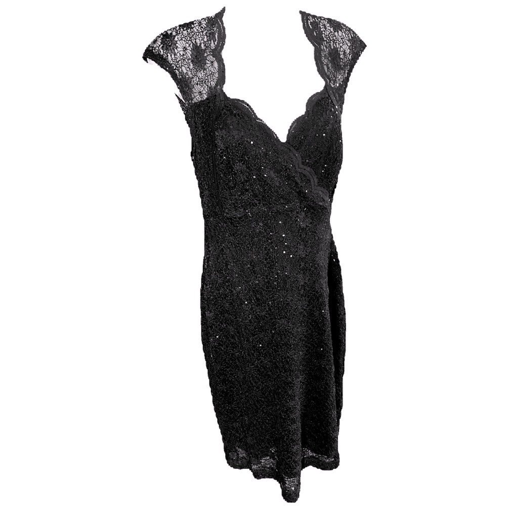Like new!  Elegant, Sexy Black Lace Cutout Party Dress. Midi. Size 8/10 - Picture 10 of 12